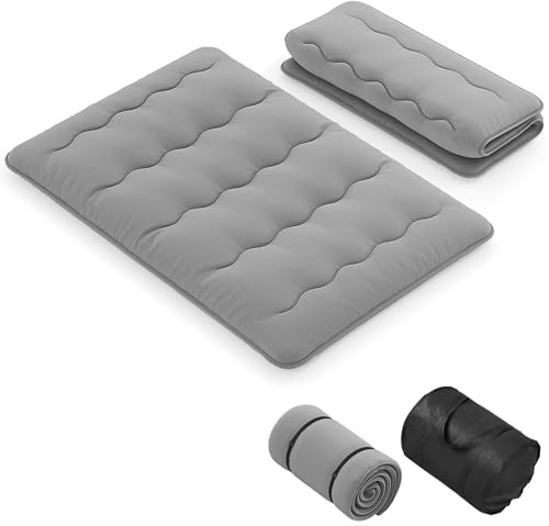 GOPLUS Bodenmatratze Tatami, Futon-Matratze mit waschbarem Bezug, Tatami-Matratze mit Tragetasche, Campingmatratze, gepolsterte Matratze für Schlafzimmer, Wohnzimmer & Camping (Grau,200 x 140cm)