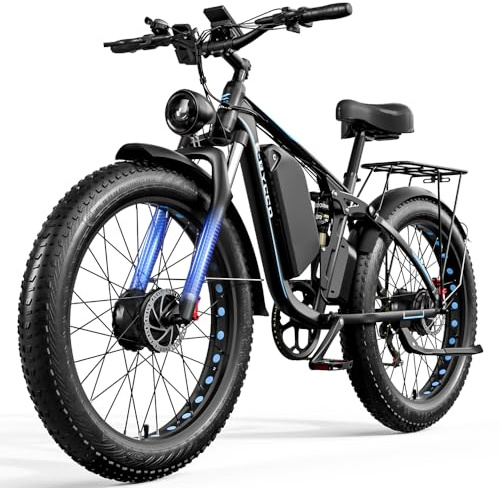 Pudari EB7Pro Adult Electric Bike Dual Motor 52V 23Ah Li-Ion Battery Hydraulic Disc Brakes 26 Inch Fat Tire All Terrain Electric Mountain Bike