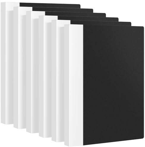 JEFURE Cartellina per presentazioni, formato A4, con buste in plastica, con 30 tasche, per conservare documenti e certificati (6 libri, nero)
