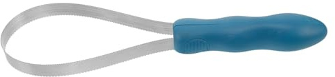 WEKAMOS Edelstahl Rinderpflegebürste mit Gezackter Klinge zur Fellpflege und Juckreizlinderung bei Pferden Blauer Pvc Griff für Pferdehaarentfernung und Massage