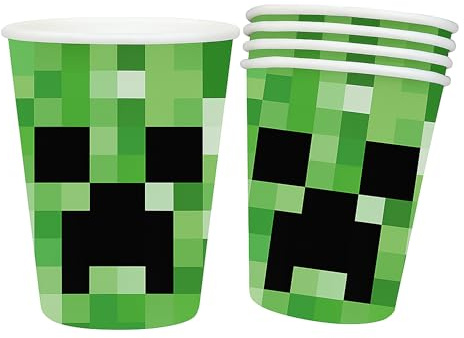 Akiuhen Party Supplies, Fashionable Pixel Themed Paper Cups, Themed Party Birthday Tableware, Party Paper Cups - Game Themed Atmosphere Decoration (10 PCS)