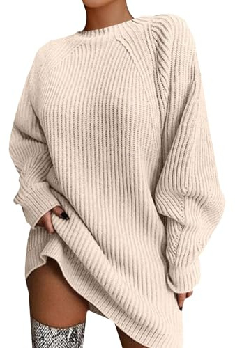 Couawaticy Jumper Dress for Women Long Sleeve Beige Dress Ladies Button Tunic Dress with Pockets