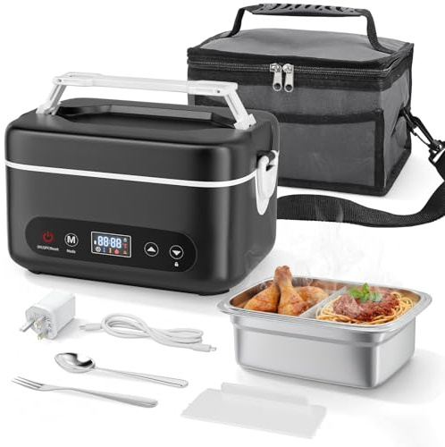 Helangel Cordless Heated Lunch Box - 1.2L Portable Rechargeable Electric Thermal Lunch Box Food Warmer with Adjustable Temperature, Keep-Warm Mode & 12 H Delay Start for Office, Travel & Outdoor