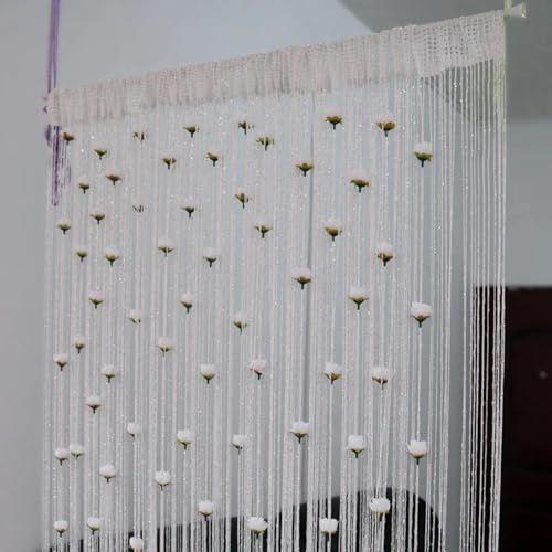 Pasbuteiy Door Cover Curtain, Front Door Curtain | Privacy Screen Door String Curtain - Door Frame Tassel, Privacy Door Curtain, Room Divider, Thread Curtains with Rose, Home