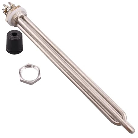 Thread Electric Water Heating Element Immersion Heater SUS304 Brewing Resistance 1.5/2.5/3.5/4.5/5.5kw Rapid Heating Performance(with locknut,1.5KW L200mm)