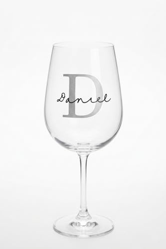 Copa de Vino Personalizada con Nombre o Iniciales - Regalo Original para Pareja, Boda, Aniversario, Cumpleaños o Día del Padre/Día de la Madre