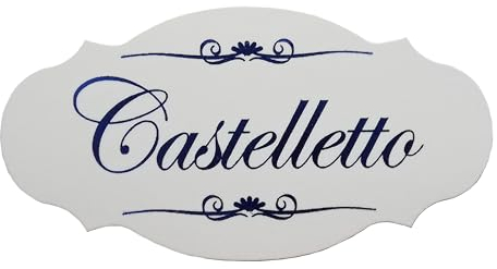 GUIZZO Creart - Targa Personalizzata con Nomi/Via in Ceramica, Targhetta Personalizzata Modificabile con Fori, Targhetta Porta Ingresso con Numero Civico Esterno Made in Italy 13,5x7H, Bianco + Greche