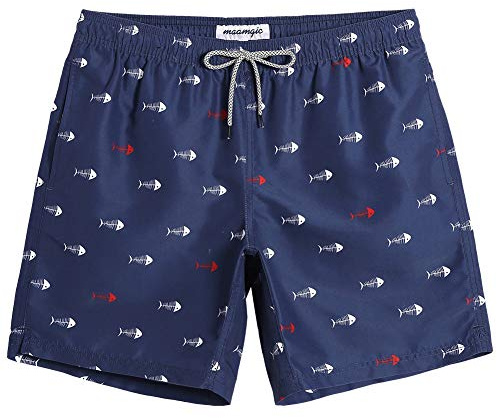 maamgic Ropa de Baño para Hombres Bañador para Vacaciones Short de Playa Natación Secado Rápido Piscina Ancla,Blanco Marino Cresta,L