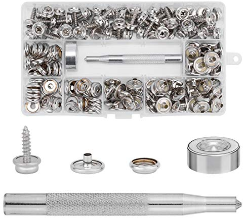 peinat 50 Sätze Druckknöpfe Set, Canvas Snaps Fastener, Metallknöpfe, Planenschrauben, Leinwand Druckknopf Schraube Edelstahl mit 2 Fixierwerkzeug für Planen, Schiffe, Möbel, Segeltuch, Autozelte