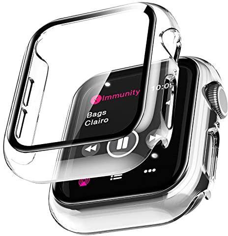 LϟK 2 Stücke Hülle mit Schutzfolie für Apple Watch 40mm Series 6 5 4 SE - 360° Rundum Schutzhülle Schutz Case mit Glas Displayschutz für iWatch 6 5 4 SE 40mm