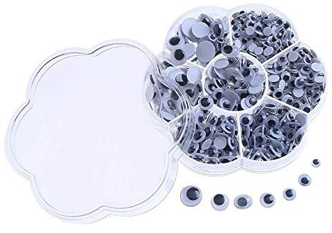 Wackelaugen,Selbstklebende Bastelaugen 700 Stück Kunststoff Selbstklebend Puppe Augen Wiggle Glubschaugen für DIY Scrapbooking Handwerk Spielzeug Zubehör 7 Größe