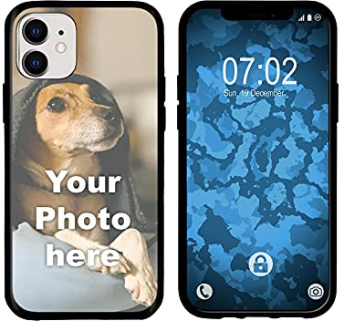 PhoneNatic personalisierte Handyhülle für iPhone 12/12 Pro Custom Case Schwarz zum selbst gestalten mit eigenem Foto Bild Text individuell