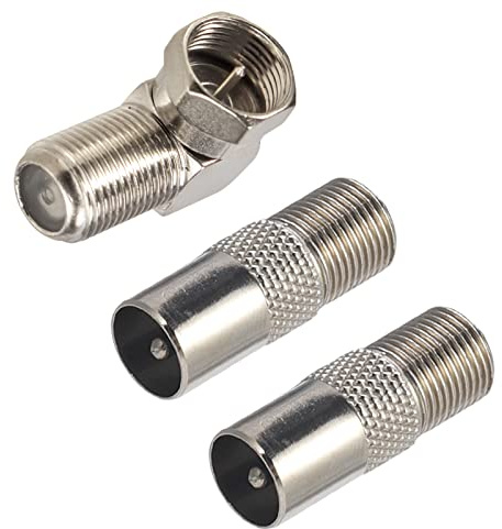 RELIAGINT RG6 Koaxial Adapter Set für TV, SAT & Antennen, F-Stecker, 3-tlg | 1x Rechtswinkel-F-Stecker, 2x IEC-TV-Adapter (F-Buchse auf IEC-Stecker)