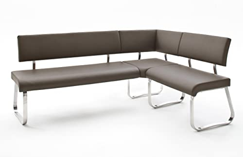 Robas Lund Esszimmersitzbank mit Rückenlehne, Leder, Sitzbank Belastbar bis 500 Kg, Küchensitzbank braun, 200 x 150 cm