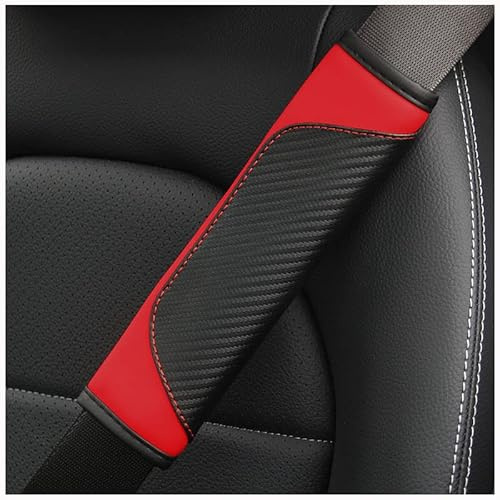 2 Stück Auto Gurtpolster,PU Leder Universal Weich Auto Sicherheitsgurt Schulterpolster Gurtschoner Auto Gurtschutz Gürtelkissen Schutzkissen Polsterung für Sitzgurt für Kinder Erwachsene,Schwarz Rot