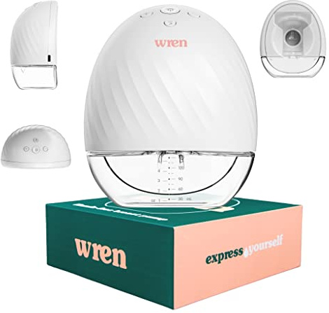 Handsfree Electric Breast Pump by Wren | Wearable Portable Breastpump | Wireless & Rechargeable | Low Noise & Discreet | 2 Modes, 5 Levels | Available in White & Royal Green, Pack of 1