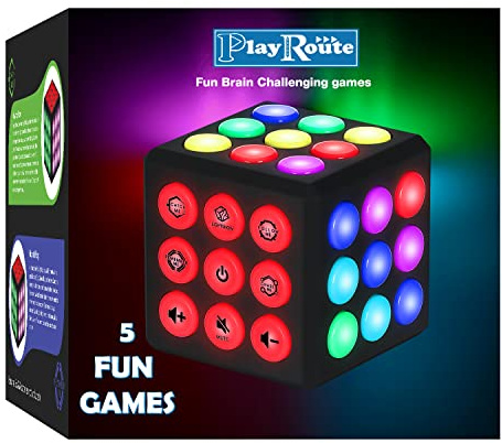 PlayRoute Electronic Brain & Memory Game Cube - Fun Toy Gift Ideas for Ages 6-12+ Year Old Boy & Girl - Cool Toys for Boys and Girls - Handheld Games Gifts for Kids and Teens