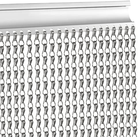 VerRich Fliegengitter aus Aluminium, 100 x 210 cm, für Raumteiler, Kettenvorhang für Türen, Insektenschutz (Grau)