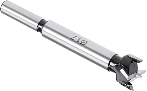 Kozelo Forstner Foret Forage - [17mm] Tungstène Carbure Tarière Ouvreur pour Bois Meubles Charnière Travail Bois Emploi, Ronde Tige, Noir