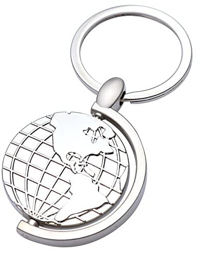 AWSTRO Schlüsselbund2 Stück Globus Schlüsselanhänger Rotierendes Metall Schlüsselanhänger Globus Modell Schlüsselanhänger Anhänger