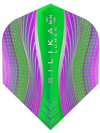 Harrows Dart Flight Silika Lumen Dart Flight Dartflight Set für Softdarts und Steeldarts (Nummer 6, Lila/Grün)
