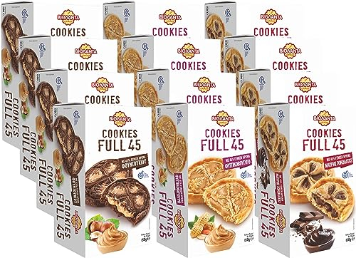 Cookies gefüllte Kekse Probierset 3 verschiedene Sorten mit 45% Creme 1800g aus Griechenland