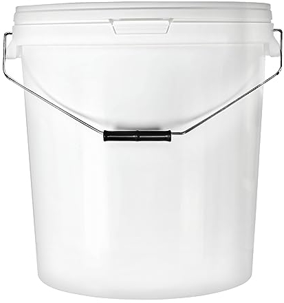 BenBow Eimer mit Deckel 5X 30 Liter weiß - lebensmittelecht, stabil luftdicht auslaufsicher geruchsneutral - Aufbewahrungsbehälter aus Kunststoff mit Metalgriff - leer - Lagerbehälter - zu Hause