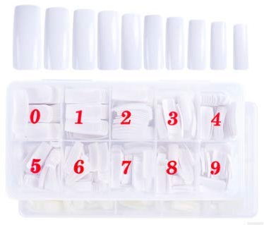 500er Set Natürliche Französische Acryl Künstliche Falsche Nägel mit Aufbewahrungsbox – Kurze Gel-Fingernagel Tips für Damen und Mädchen