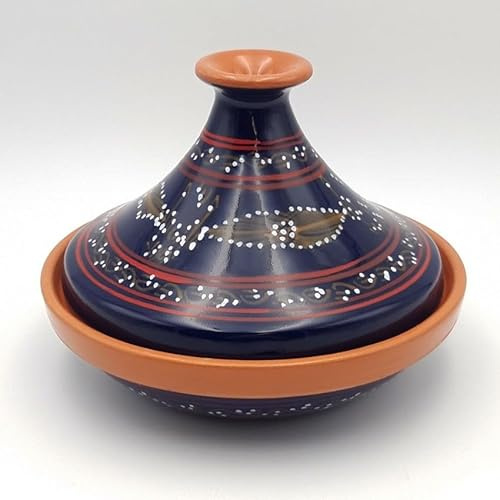 Tajine, einzeln, ausgestellt, tätowiert, Nachtblau – Durchmesser 22 cm