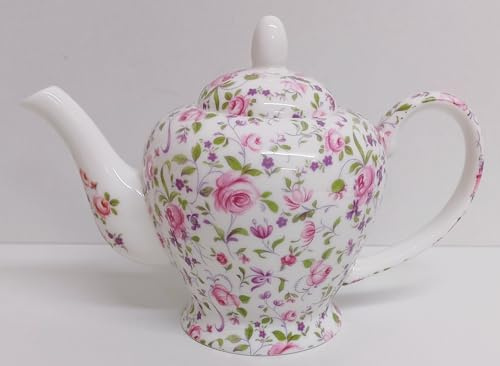 Royal Chelsea Théière en porcelaine anglaise Motif floral Rose/violet 591,5 ml