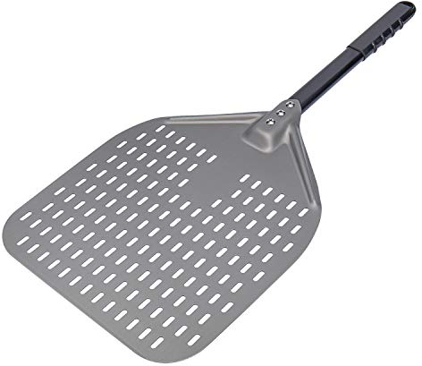 Karboby Perforierte Pizzaschaufel Aus Hart Eloxiertes Aluminium, 30cm/ 12 Zoll Rechteckiger Pizzaschieber, Professionelle Pizzaschaufel Brotschaufel für Pizzaofen