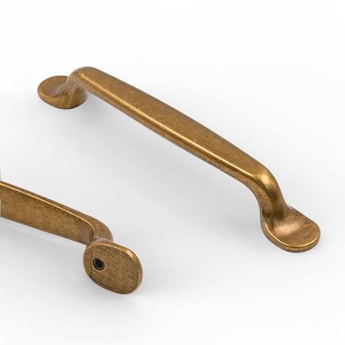 9BUILD 10 Stück Möbelgriffe Antik Messing Schrankgriffe Küchengriffe 128MM Lochabstand Schubladen Griffe Zinklegierung Schubladengriffe Griffe für Küchenschränke EU0053