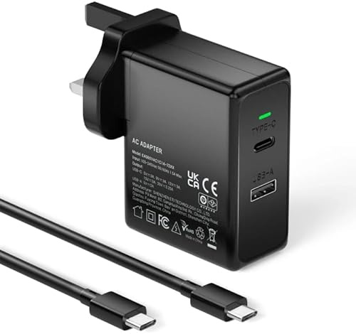 Basicvolt 65W USB C Laptop Charger for Asus Dell HP Lenovo Acer Samsung Toshiba Sony Gateway Notebook Ultrabook Chromebook AC Power Adapter with 5V 2A USB Port, Fast Charging