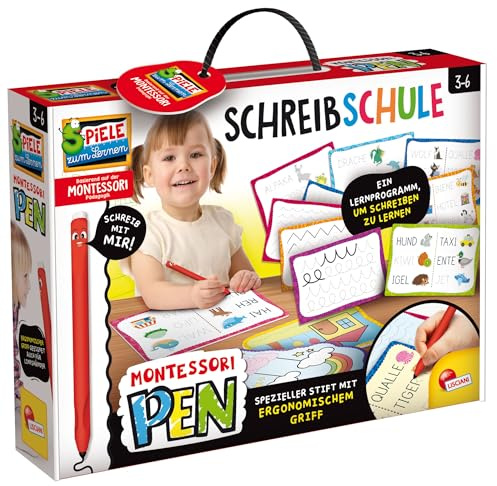Lisciani MONTESSORI Pen - Escuela de escritura para niños de 3 a 6 años - Aprendizaje motriz - Kit de escritura inspirado en Montessori - Fabricado en Italia - Fomenta el desarrollo creativo
