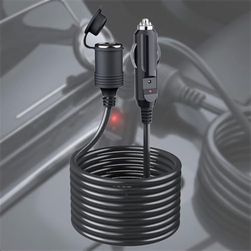 KFZ Zigarettenanzünder Verlängerung 5m Verlängerungskabel mit 15A Sicherung | Zigarettenanzünder Verlängerungskabel für 12V/24V Zigarettenanzünder Buchse Stecker für Camping Kühlbox Auto