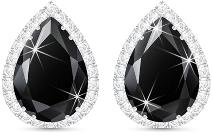 Linawe Boucles d'oreilles noires pour femmes, clous d'oreille en argent, parure de bijoux, bijoux tendance, boucles d'oreilles en diamants, bijoux en or, sans nickel