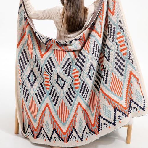 Strickdecke Mit Quaste Vintage Böhmen Streifen Weich Warm Grobstrick Gestrickt Decke Kuscheldecke Navajo Strick Wohndecke Tagesdecke Überwurf Couchdecke Dekorative Für Sofa Bett Couch 80x120 cm