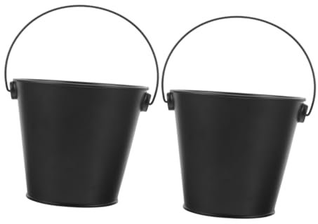 TINEASUR 2piezas Cubos Metálicos para Recoger Grasa De Resistente Cubos Vintage para Jardín y Cocina Accesorios De Barbacoa y Chimenea para Recolección De y Desechos