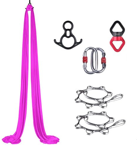 PRMTYUP Hamaca AéRea, Columpio De Yoga AéReo, Hamaca De Danza AcrobáTica, Hamaca De Yoga AéReo, Equipo De Yoga AéReo, Kit De Accesorios De Tela AéRea, para Danza AcrobáTica,O,10M*1.5M