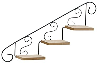 Phefop Décoration Murale en Forme D'escalier, Support de Plante Moderne en Fer Noir, étagère Intérieure Créative pour Salon, Bureau ou Couloir (en Haut)