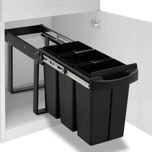 ShGaxin Cubo de basura de cocina extraíble reciclaje cierre suave 36 L, Cubos De Basura Cocina, Papelera Cocina, Mueble Basura, Reciclaje Basura, Papelera De Basura Cocina,