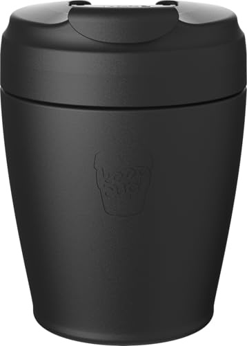 KeepCup Commuter Travel Mug - Insulated Stainless Steel Reusable Coffee Cup with Spillproof Flip Lid - 8oz/227ml - Black