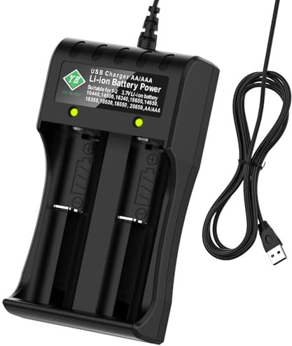 BOANV 2 Slots Chargeur Piles Rechargeable Charge Rapide pour AA AAA Rechargeable avec Port USB-C (2 Slots Chargeur) pour 3.6V Li-ION Batterie, pour NH-CD Batterie