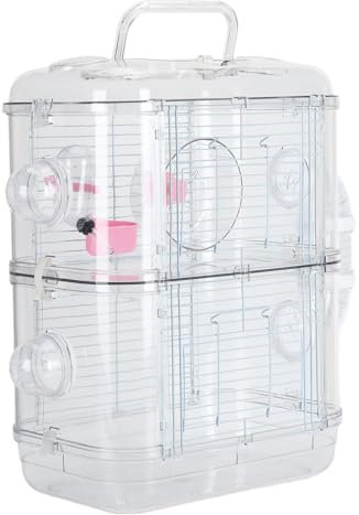 Stor Dubbellagers Hamsterbur med Tunnelanslutningsdesign, Handtag, Låsspännen, Design med 2 Nivåer, Lekyta Tum, Lämplig för Hamstrar Upp Till 3,5 Tum Långa (2 nivå)