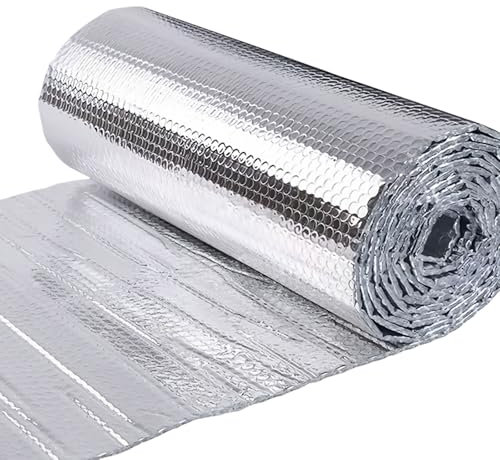 Isolant Thermique Feuille, Feuille Isolante Thermique, Film Isolant Double Feuille à Bulles en Aluminium 0,6 x 10 m - Pour Toit et Fenêtre - Isolation Thermique et Protection Contre le Froid(0.6x10m)