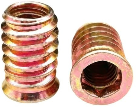 BACSHBY 20 pcs M10x20mm Threaded Insert Nuts - Hex Socket Drive Nuts,Threaded Inserts for Wood, Zinc Plated Carbon Steel Furniture Nut Inserts