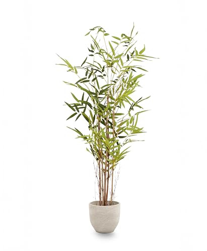 MAIA SHOP Bambú Artificial Savage 120 cm con Cañas Naturales – Planta Artificial Realista, Árbol Decorativo para Hogar, Oficina, Hoteles y Proyectos de Interiorismo