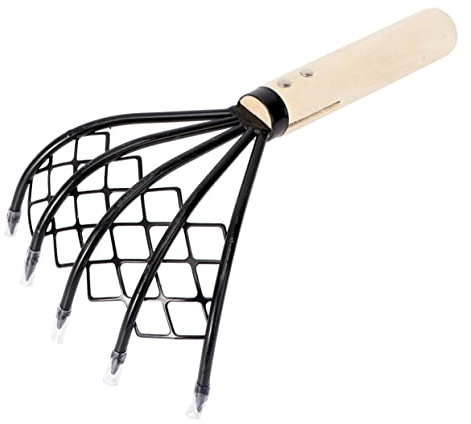 HYTROVE Rastrillo para Mariscos Mango De Madera Herramienta para Arrastrar para Lodos