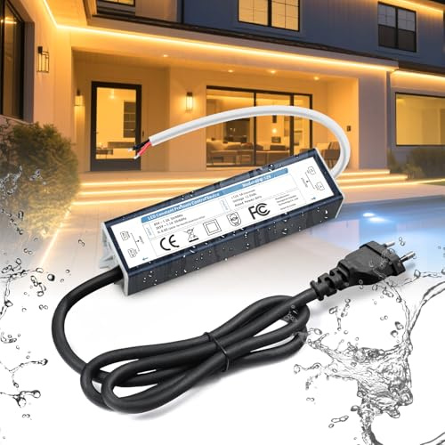BRIMETI Transformador 220V a 12V Driver LED 60W 5A Exterior Impermeable IP67 Fuente de Alimentación con Enchufe Adaptador de Bajo Interior Controlador Tensión Voltaje Constante para Tira LED