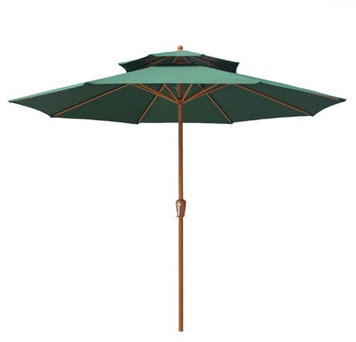 Parasol pour terrasse d'extérieur - 270 cm - Parasol de jardin à 8 baleines avec manivelle - Double niveau pour balcon et cour - Vert